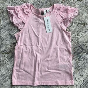 Never worn pink eyelet flutter shirt